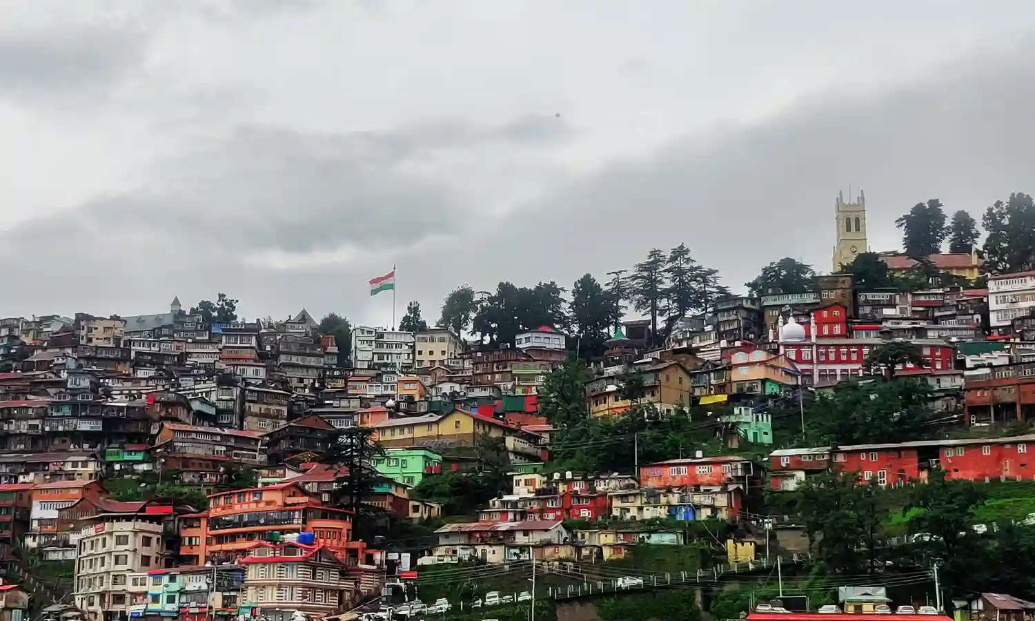 Shimla City with Multicolour Sky