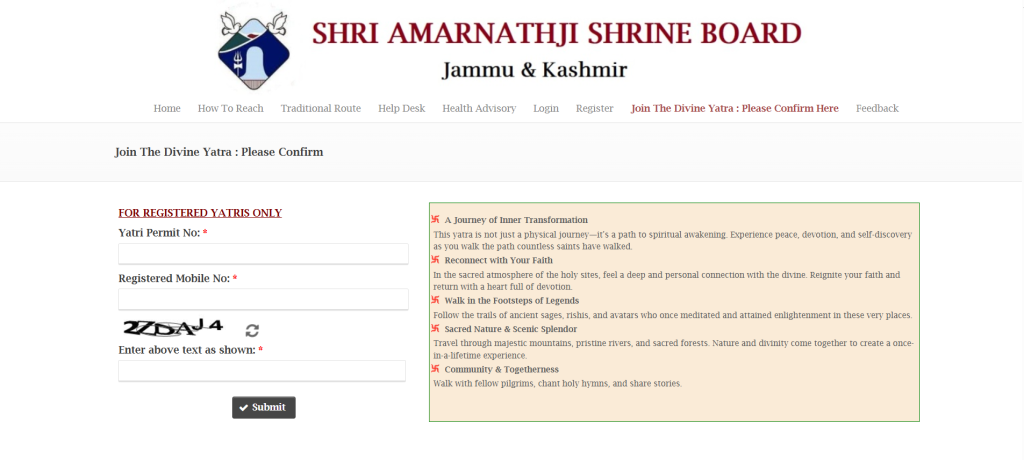 Amarnath Yatra Registration